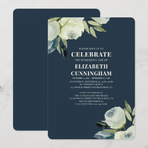 Modern Watercolor Floral Memorial Invitation
