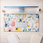 Modern Watercolor Floral Pattern Desk Mat<br><div class="desc">Beautiful watercolor style illustration.</div>