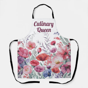 Modern Watercolor Floral Personalized Apron