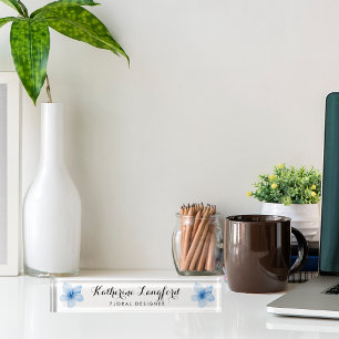 Modern Watercolor Floral Personalized Nameplate