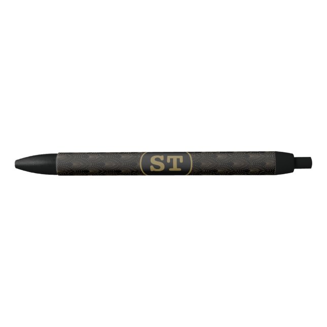Modern Watercolor Floral Pink Black Black Ink Pen (Front)