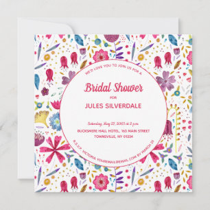 Modern Watercolor Floral Pink Purple Invitation