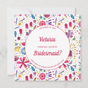 Modern Watercolor Floral Pink Purple Invitation