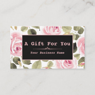 Modern Watercolor Floral Rose Black Makeup Artist Loyalty Card