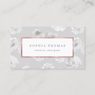 Modern watercolor floral rose gold professional bu business card