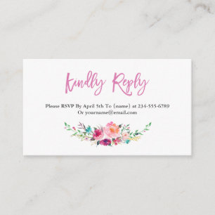 Modern Watercolor Floral RSVP Insert Card