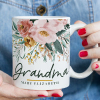 Modern watercolor floral script elegant grandma co