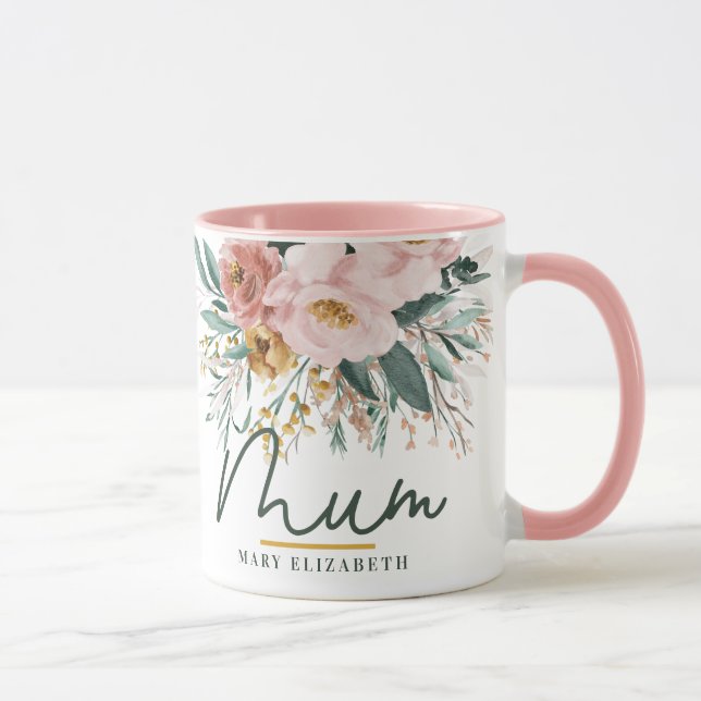 Modern watercolor floral script elegant mum mug (Right)