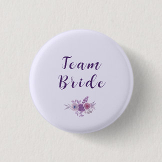 Modern Watercolor Floral Team Bride Bridal Shower 1 Inch Round Button