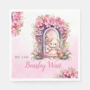 Modern Watercolor floral Teddy Bear baby shower  N Napkin