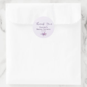 Modern Watercolor Floral Thank You Bridal Shower Classic Round Sticker