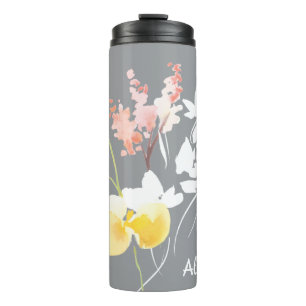 Modern Watercolor Floral Thermal Tumbler
