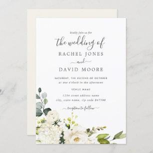 Modern Watercolor Floral Wedding Invitation