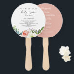 Modern Watercolor Floral Wedding Program Hand Fans<br><div class="desc">Beautiful watercolor garden flowers and foliage in chic shades of blush pink,  violet,  white and green,  back features solid dusty rose colour background,  wedding program fans. Modern typography design template. Personalize text,  customize font style,  colour and size.  Designed to match our Timeless Floral Wedding Collection.</div>