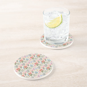 Modern Watercolor Flower Pattern Coaster