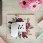 Modern Watercolor Flowers Monogrammed Mouse Pad<br><div class="desc">Modern Watercolor Flowers Monogrammed</div>
