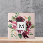 Modern Watercolor Flowers Monogrammed Tile<br><div class="desc">Modern Watercolor Flowers Monogrammed</div>