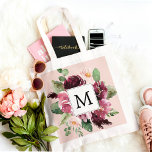 Modern Watercolor Flowers Monogrammed Tote Bag<br><div class="desc">Modern Watercolor Flowers Monogrammed</div>