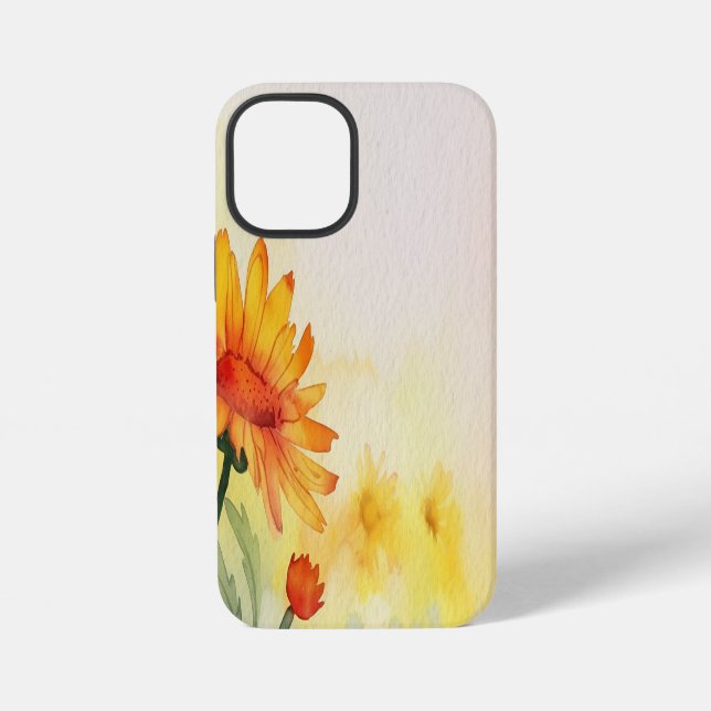 Modern Watercolor Flowers & personalize image iPhone Case (Back)