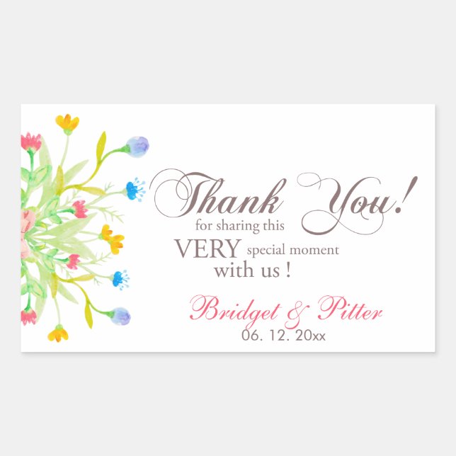 Modern Watercolor Flowers Sticker (Front)