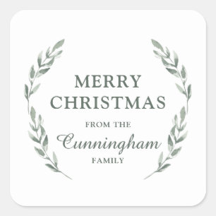 Modern Watercolor Foliage  Holiday Square Sticker