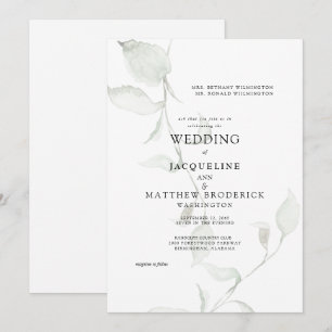 Modern Watercolor Foliage Wedding Invitation