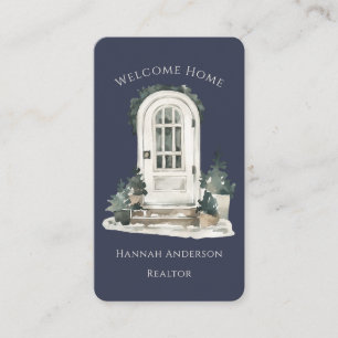 Modern Watercolor Front Door Real Estate Realtor  Business Card