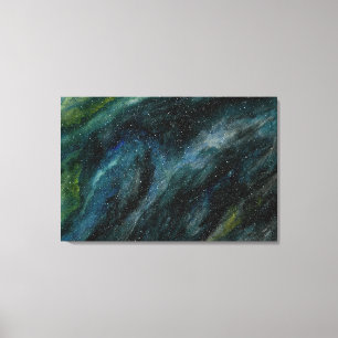 Modern Watercolor Galaxy Hand Painted Blue Canvas Print