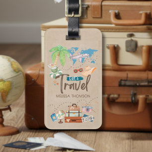 Modern Watercolor Get Away Adventure Journey  Luggage Tag