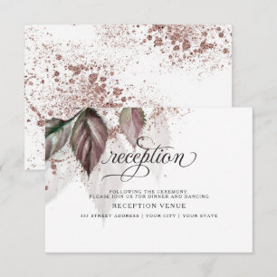 Modern Watercolor Glitter Foliage  BarefootBride™ Invitation
