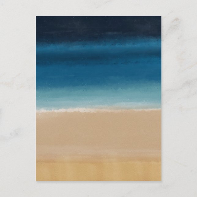 Modern Watercolor Gold Blue Beach Holiday Postcard (Front)
