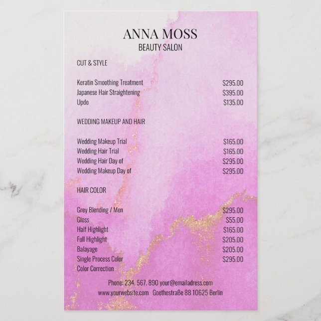 Modern Watercolor Gold Glitter  Flyer (Front)