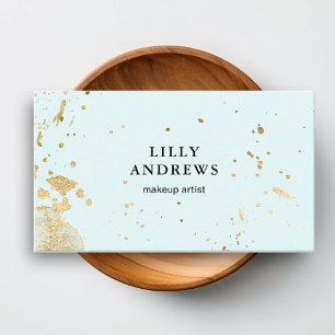 Modern Watercolor Gold (imitation) Light blue Business Card