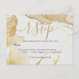 Modern Watercolor Gold RSVP Postcard