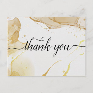 Modern Watercolor Gold Thank you Postcard