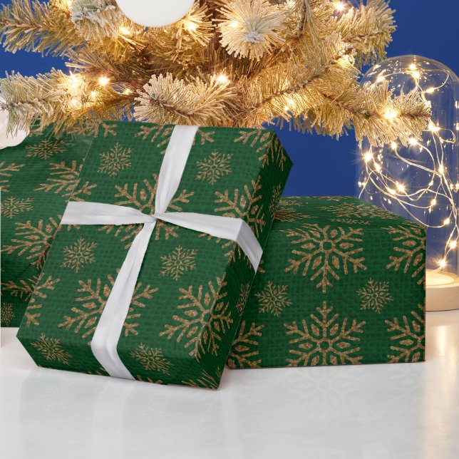 Modern Watercolor Golden Christmas Holly Green Wrapping Paper (Holidays)