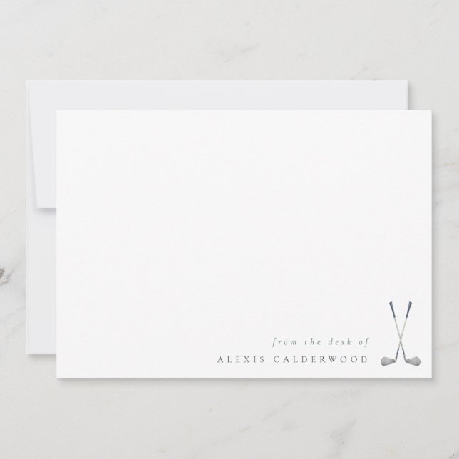 Modern Watercolor Golf Clubs Personalized Card (Front)