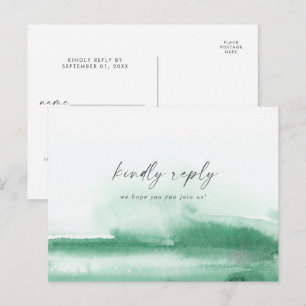 Modern Watercolor Green Menu Choice RSVP