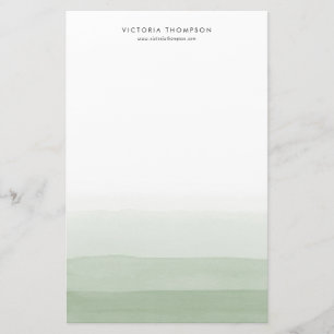 Modern Watercolor Green Ombre Personalized Stationery