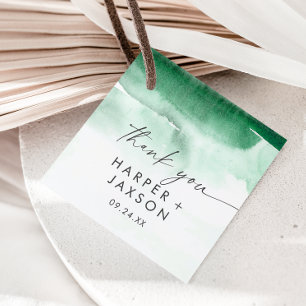 Modern Watercolor   Green Thank You Favour Tags