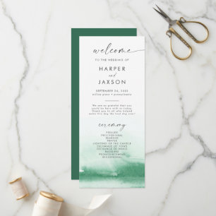 Modern Watercolor   Green Wedding Program