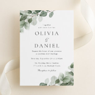 Modern Watercolor Greenery All Seasons Wedding Invitation