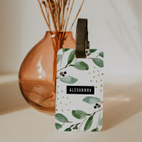 Modern Watercolor Greenery and Gold | Monogram