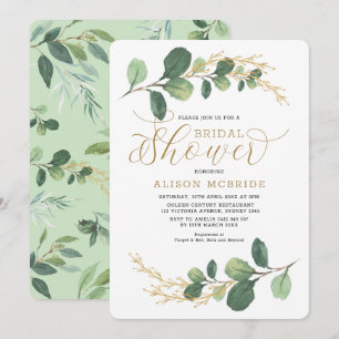 Modern Watercolor Greenery Botanical Bridal Shower Invitation