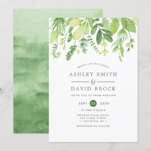 Modern Watercolor Greenery Botanical Wedding Invitation