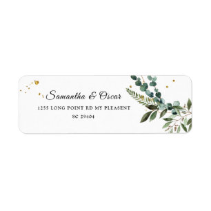 Modern Watercolor Greenery Eucalyptus Gold Frame