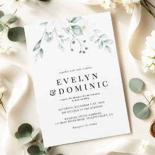Modern Watercolor Greenery Foliage Wedding Invitation