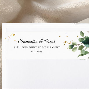 Modern Watercolor Greenery Frame & Gold Dots