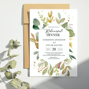 Modern Watercolor Greenery Leaf Frame Invitation