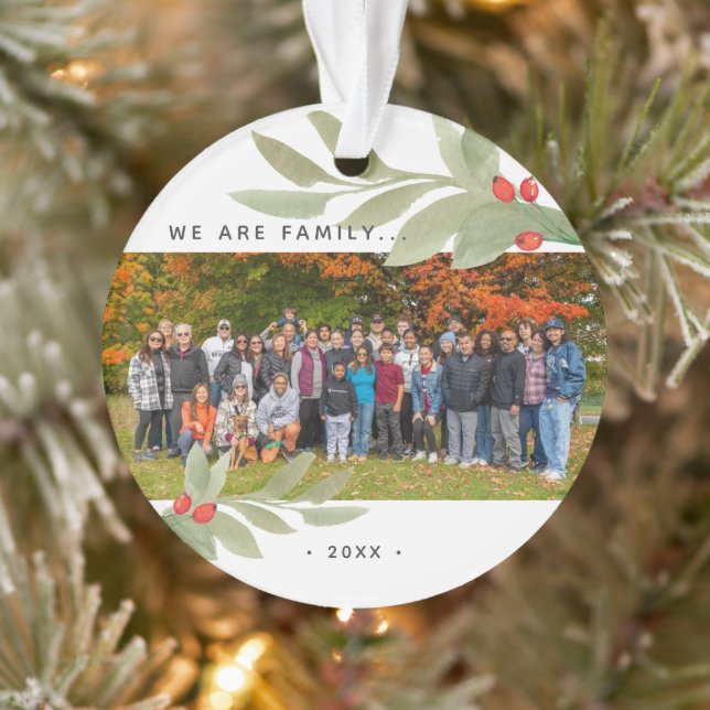 Modern Watercolor Greenery Photo Acrylic Ornament (Tree)